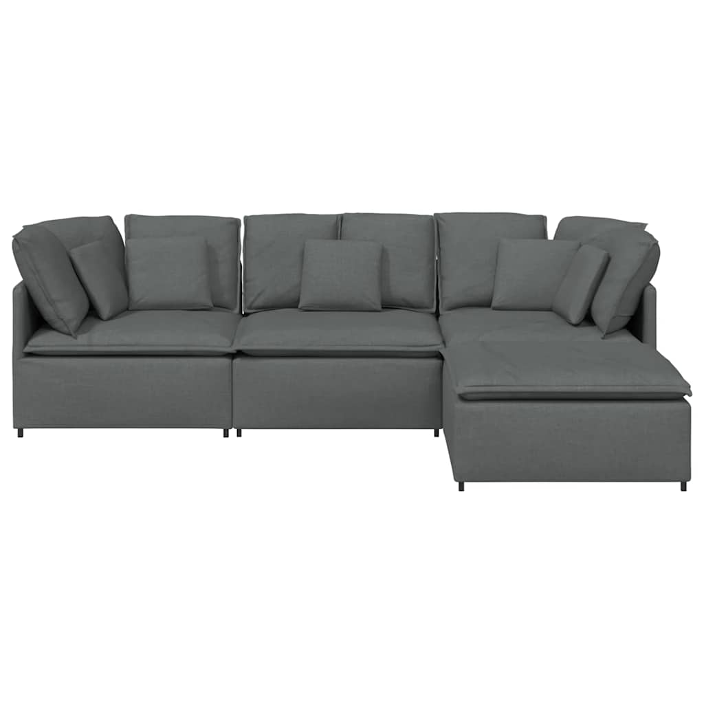 vidaXL Modulaire bank met voetenbank en kussens stof donkergrijs
