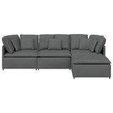 vidaXL Modulaire bank met voetenbank en kussens stof donkergrijs