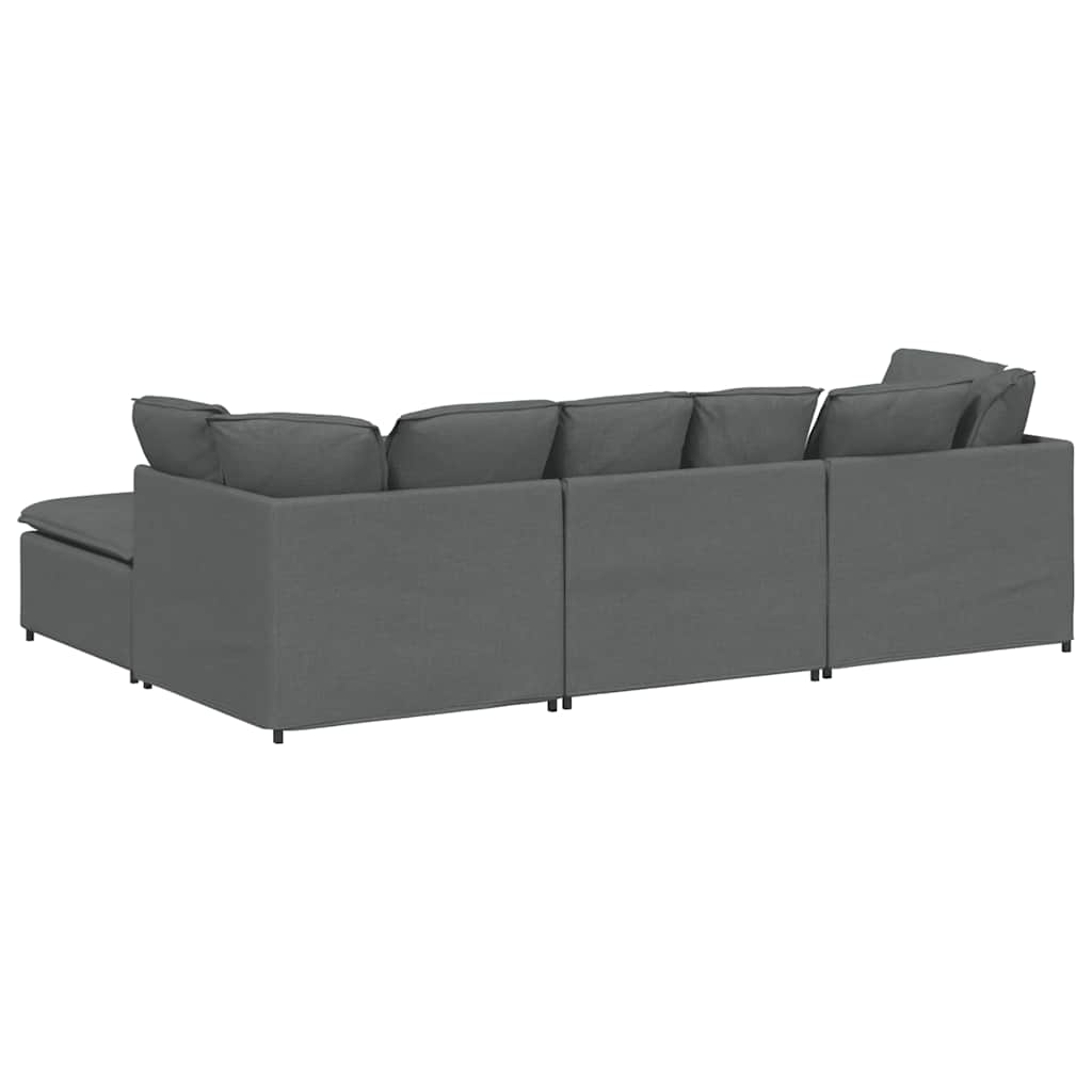 vidaXL Modulaire bank met voetenbank en kussens stof donkergrijs