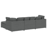 vidaXL Modulaire bank met voetenbank en kussens stof donkergrijs