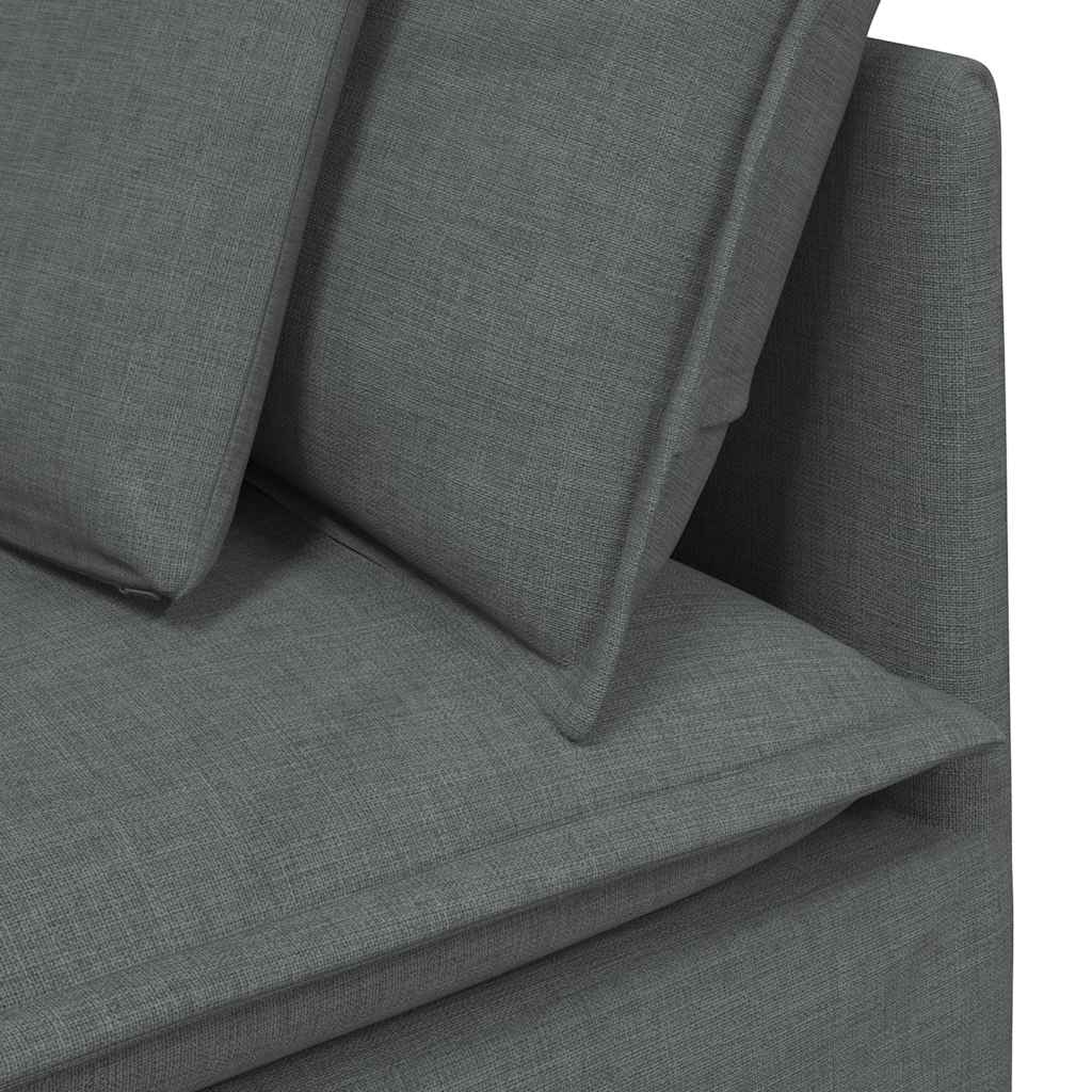 vidaXL Modulaire bank met voetenbank en kussens stof donkergrijs