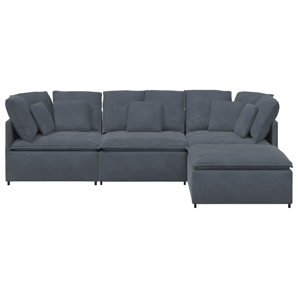 vidaXL Modulaire bank met voetenbank en kussens fluweel donkergrijs