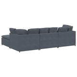 vidaXL Modulaire bank met voetenbank en kussens fluweel donkergrijs
