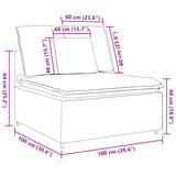 vidaXL Banque modulaire module intermédiaire avec coussins 100 cm grilles de don