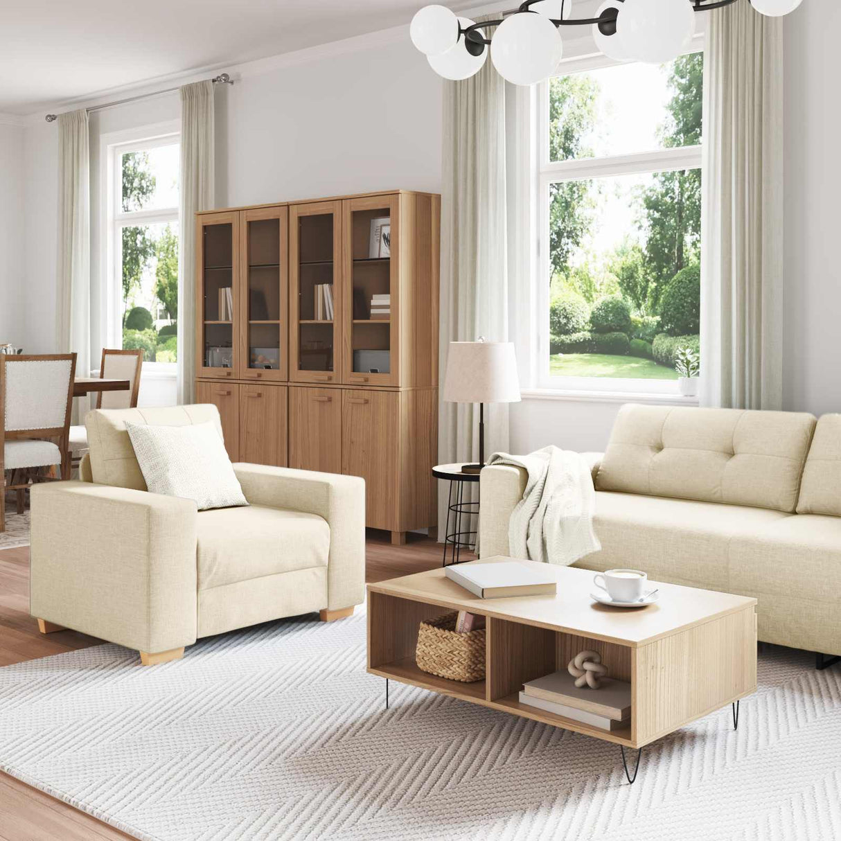 vidaXL Banque 2 pcs Beige 221 x 80 x 80 cm Linnenmix Stoffen
