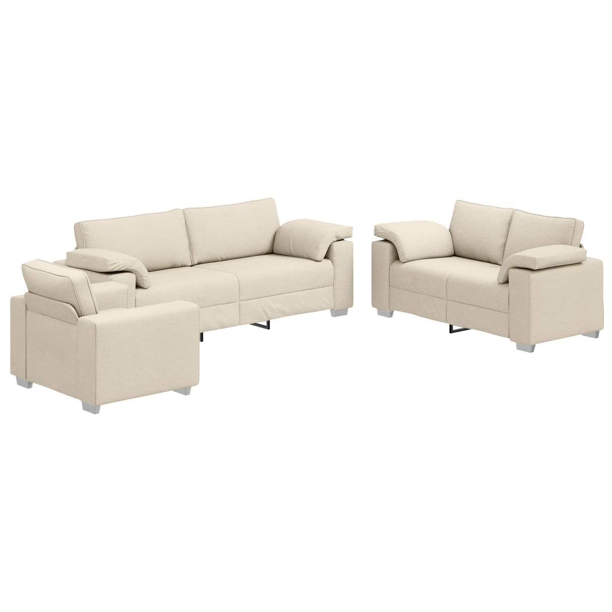 vidaXL Bank 3 pcs Beige 219 x 80 x 82 cm Linnenmix Stoffen