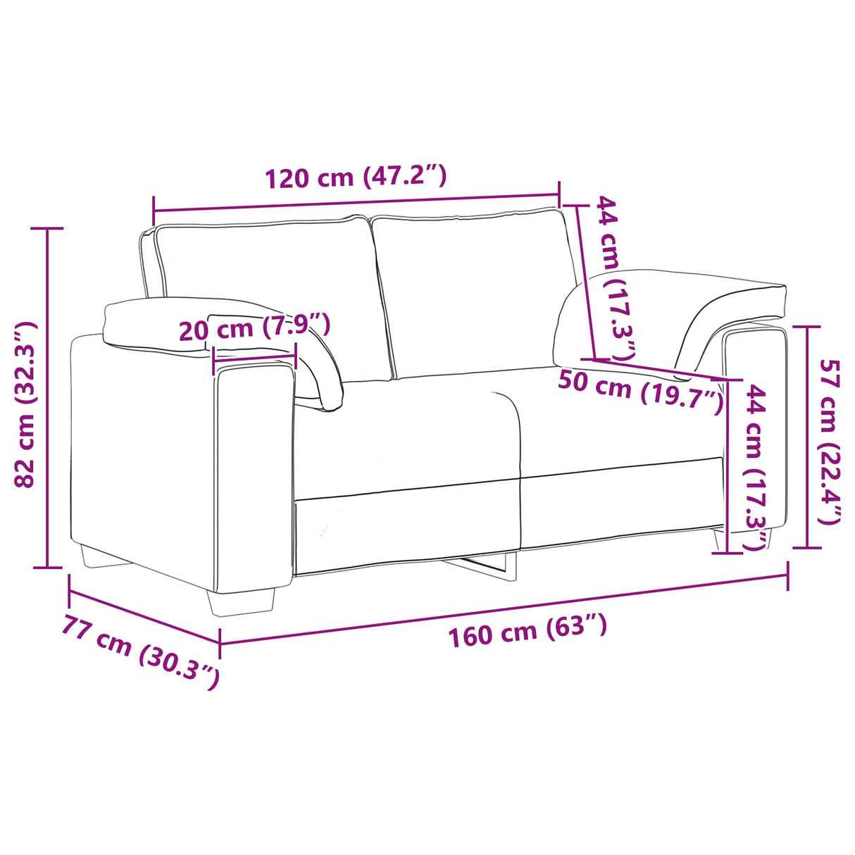 vidaXL Bank 3 pcs Beige 219 x 80 x 82 cm Linnenmix Stoffen