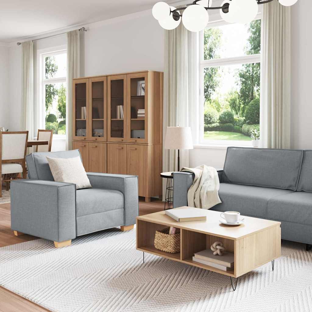 vidaXL Bank 3 pcs Lichtgrijs 220 x 80 x 84 cm Linnenmix Stoffen