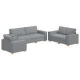 vidaXL Bank 3 pcs Lichtgrijs 220 x 80 x 84 cm Linnenmix Stoffen