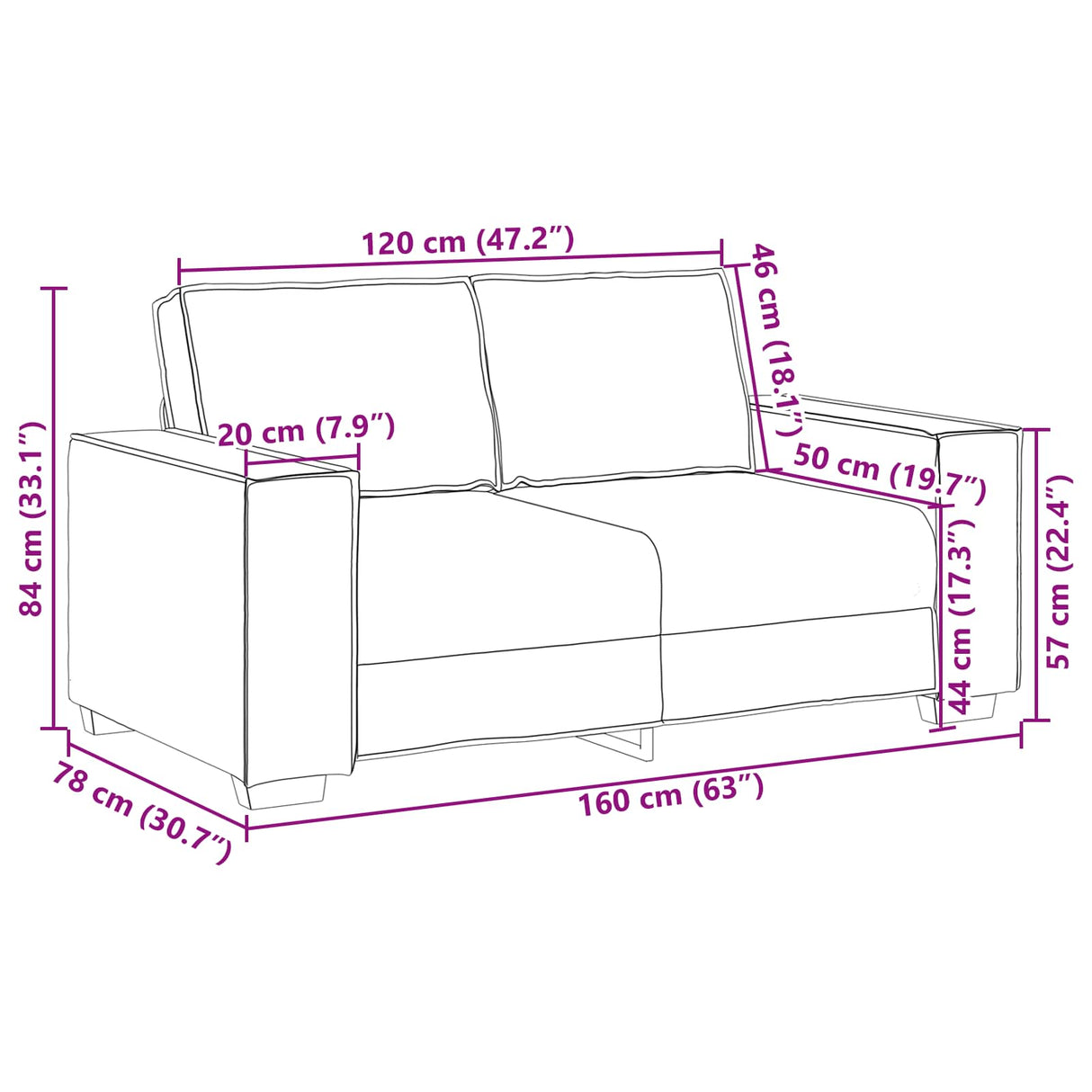 vidaXL Bank 3 pcs Lichtgrijs 220 x 80 x 84 cm Linnenmix Stoffen