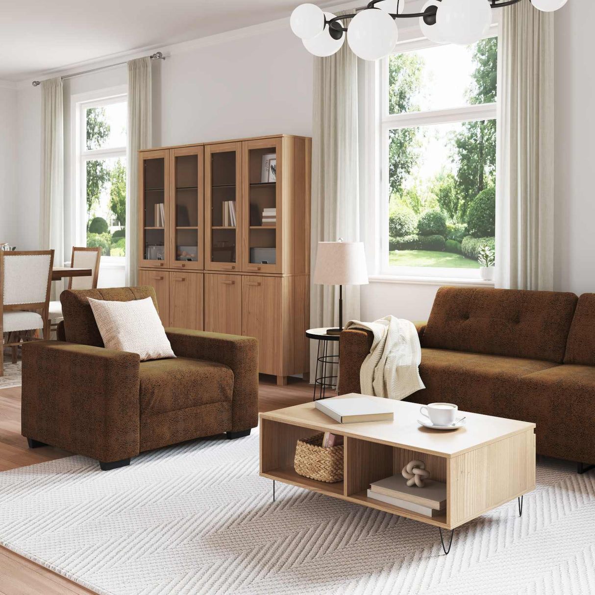 vidaXL Bank 3 pcs Bruin 221 x 80 x 80 cm Linnenmix Stoffen