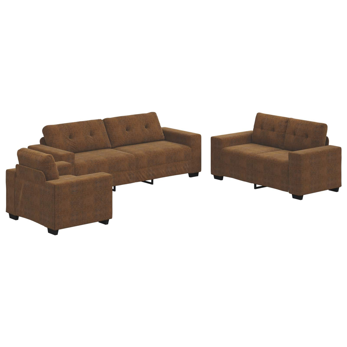 vidaXL Bank 3 pcs Bruin 221 x 80 x 80 cm Linnenmix Stoffen