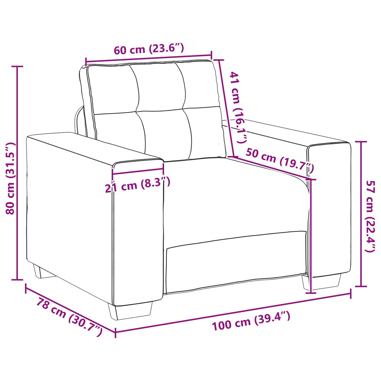 vidaXL Bank 3 pcs Bruin 221 x 80 x 80 cm Linnenmix Stoffen