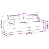 vidaXL Bankstel 3 pcs Lichtgrijs 221 x 80 x 80 cm Fluweel