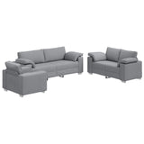 vidaXL Bank 3 pcs Lichtgrijs 219 x 80 x 82 cm Linnenmix Stoffen