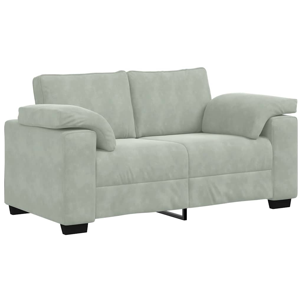 vidaXL 3-delige Loungeset met kussens fluweel lichtgrijs