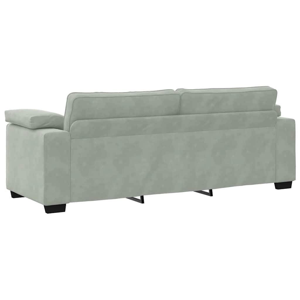 vidaXL 3-delige Loungeset met kussens fluweel lichtgrijs