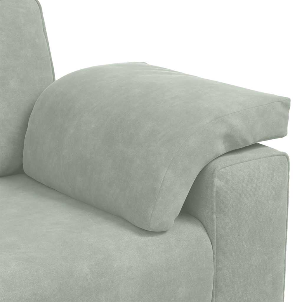 vidaXL 3-delige Loungeset met kussens fluweel lichtgrijs