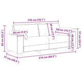 vidaXL Bank 2 pcs Lichtgrijs 219 x 80 x 82 cm Stof