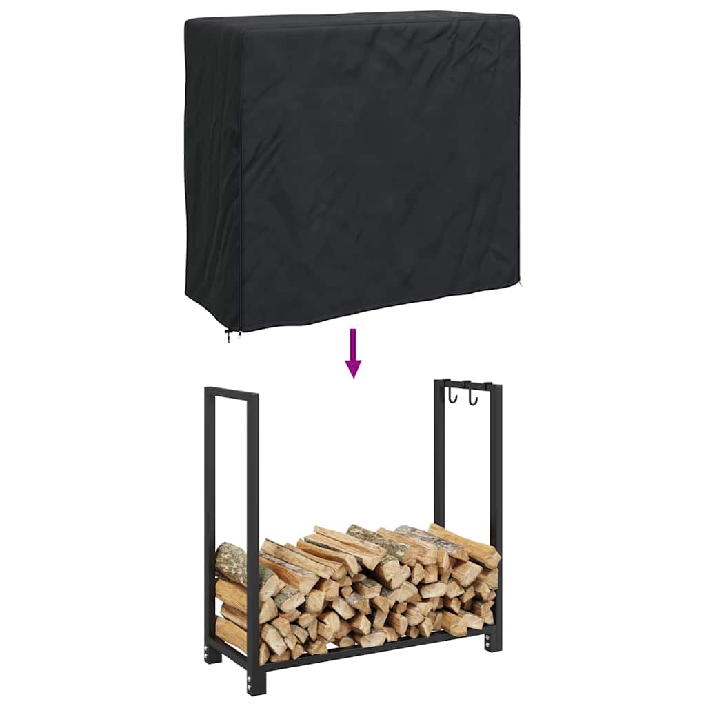 vidaXL Afdekhoes voor haardhoutrek Effen Zwart 61 x 122 x 106 cm Stof