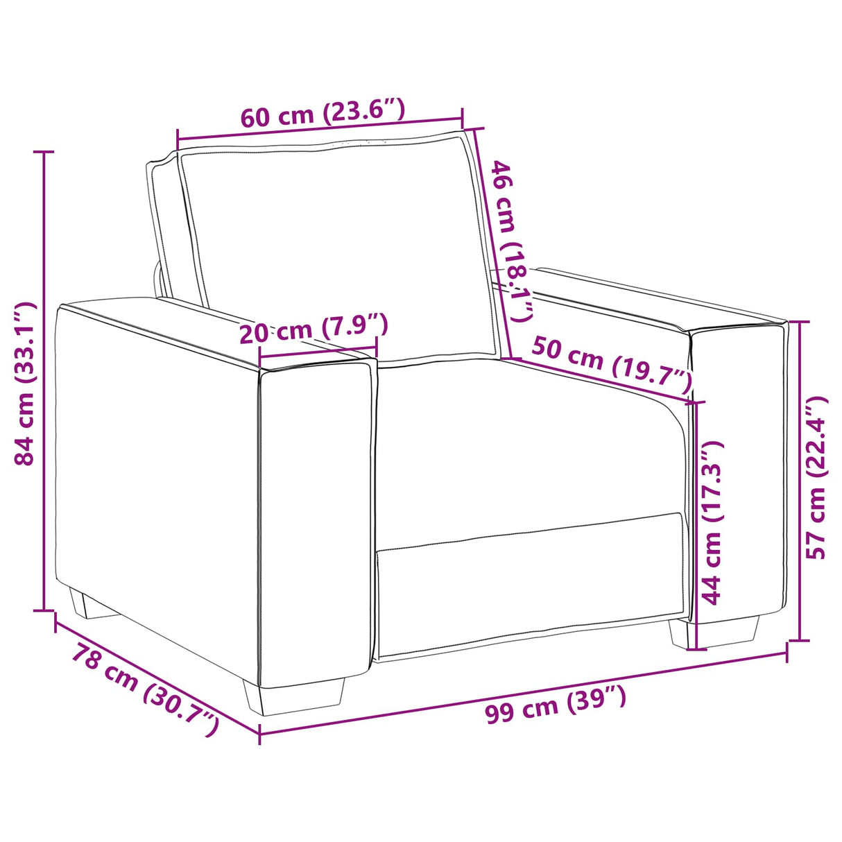 vidaXL Bank Crème 99 x 80 x 84 cm Stof