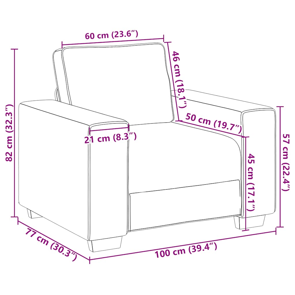 vidaXL Fauteuil 100x77x82 cm stof lichtgrijs