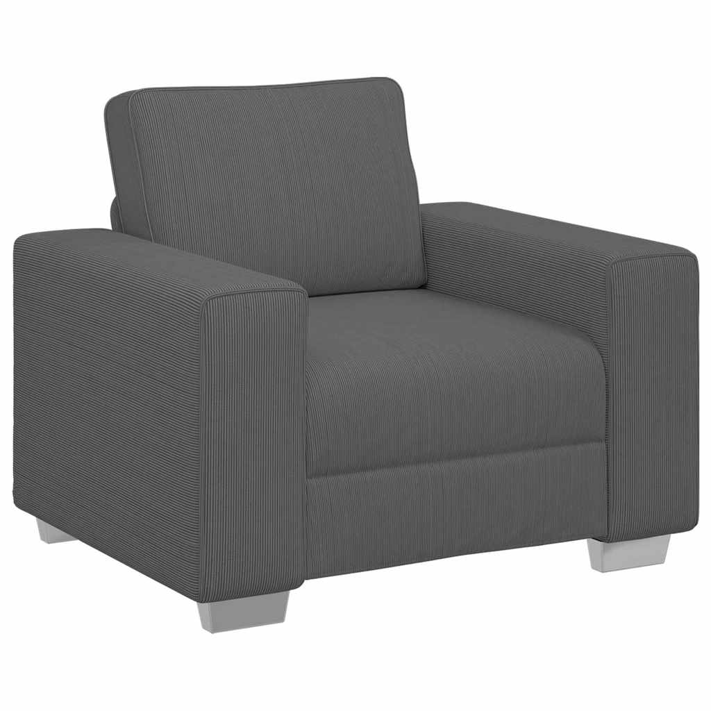 vidaXL Fauteuil 100x77x82 cm corduroy stof donkergrijs