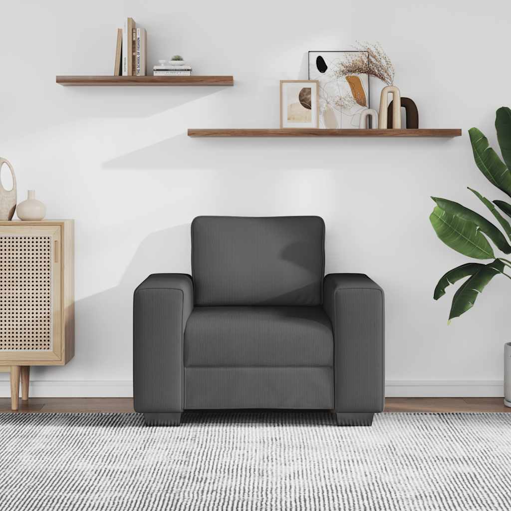 vidaXL Fauteuil 100x77x82 cm corduroy stof donkergrijs