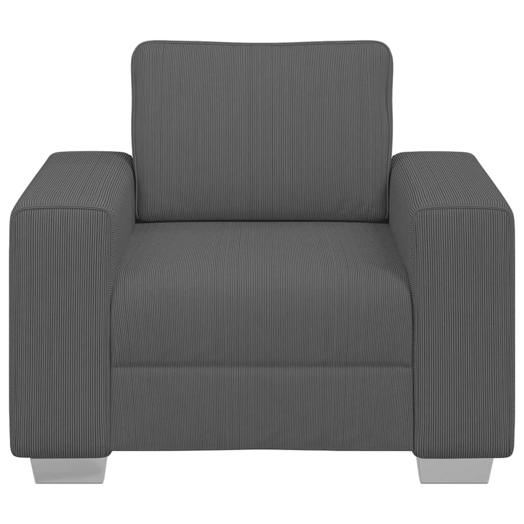vidaXL Fauteuil 100x77x82 cm corduroy stof donkergrijs