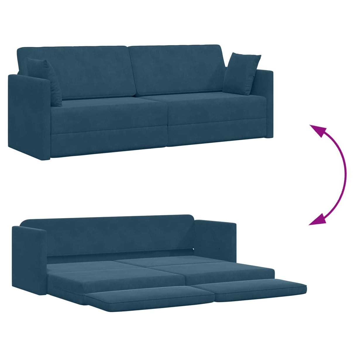 vidaXL Vloerslaapbank 200cm Blauw Fluweel
