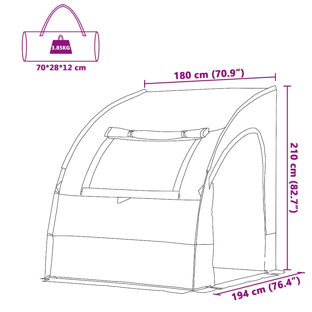 vidaXL Tente de hayon avec toit Vert 194 x 180 x 210 cm taffetas
