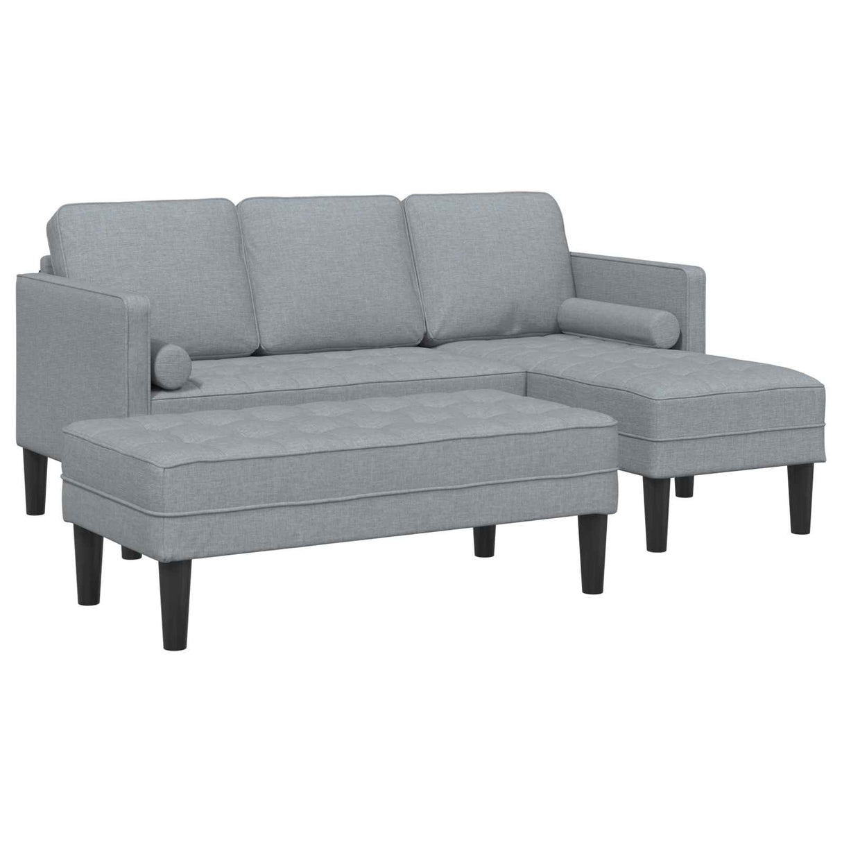 vidaXL Sofa set with cushions 2 pcs Light gray Polyester