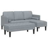 vidaXL Sofa set with cushions 2 pcs Light gray Polyester