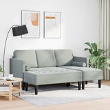 vidaXL Sofa set with cushions 2 pcs Light gray Polyester