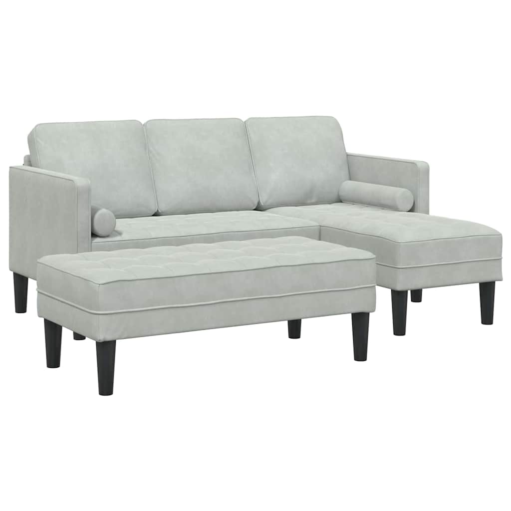 vidaXL Sofa set with cushions 2 pcs Light gray Polyester