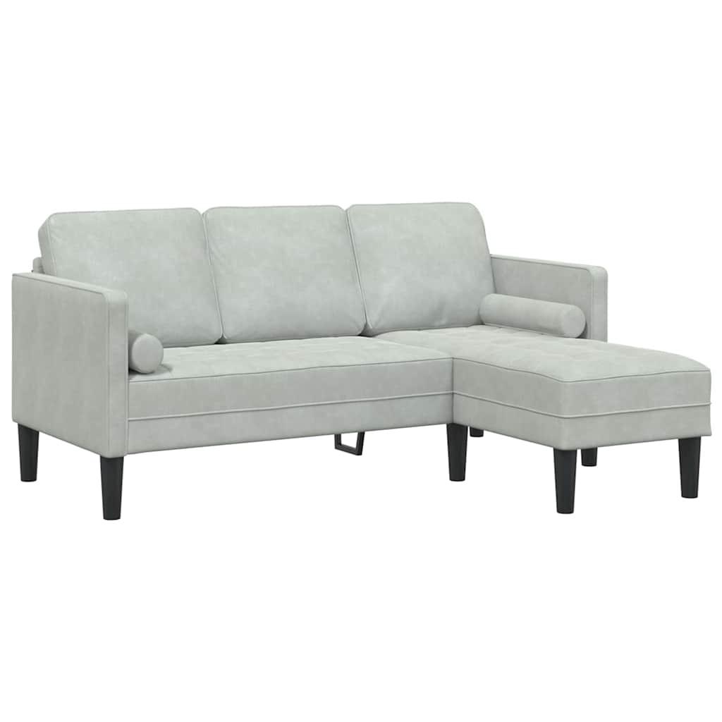 vidaXL Sofa set with cushions 2 pcs Light gray Polyester