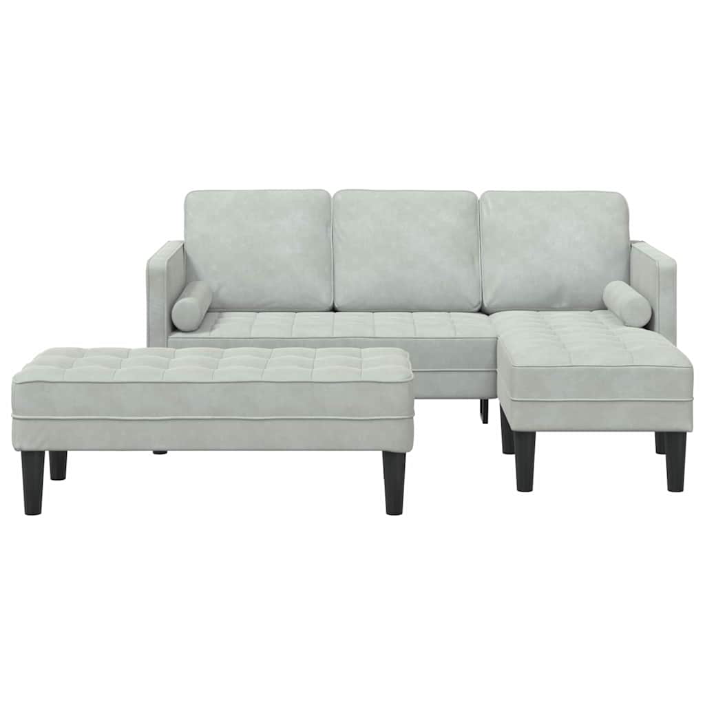 vidaXL Sofa set with cushions 2 pcs Light gray Polyester
