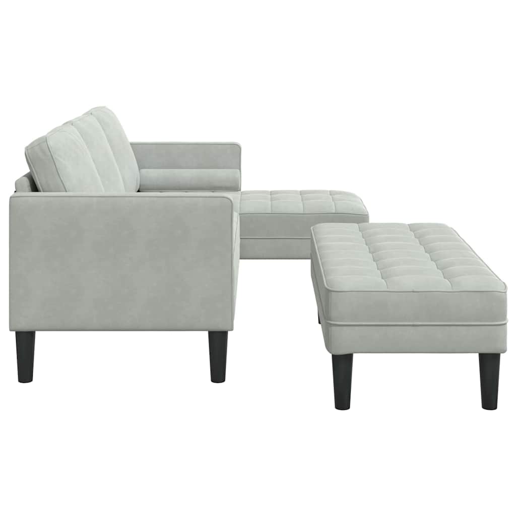 vidaXL Sofa set with cushions 2 pcs Light gray Polyester