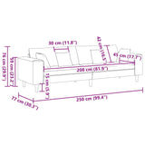vidaXL Sofa with Cushion Light Gray 250 x 77 x 76 cm Fabric
