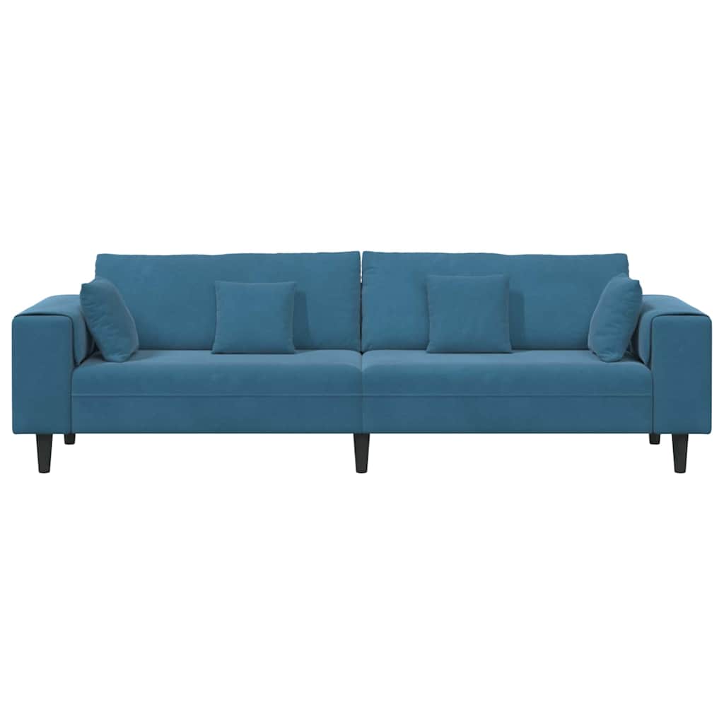vidaXL Bank met kussen Blauw 250 x 77 x 76 cm Fluweel
