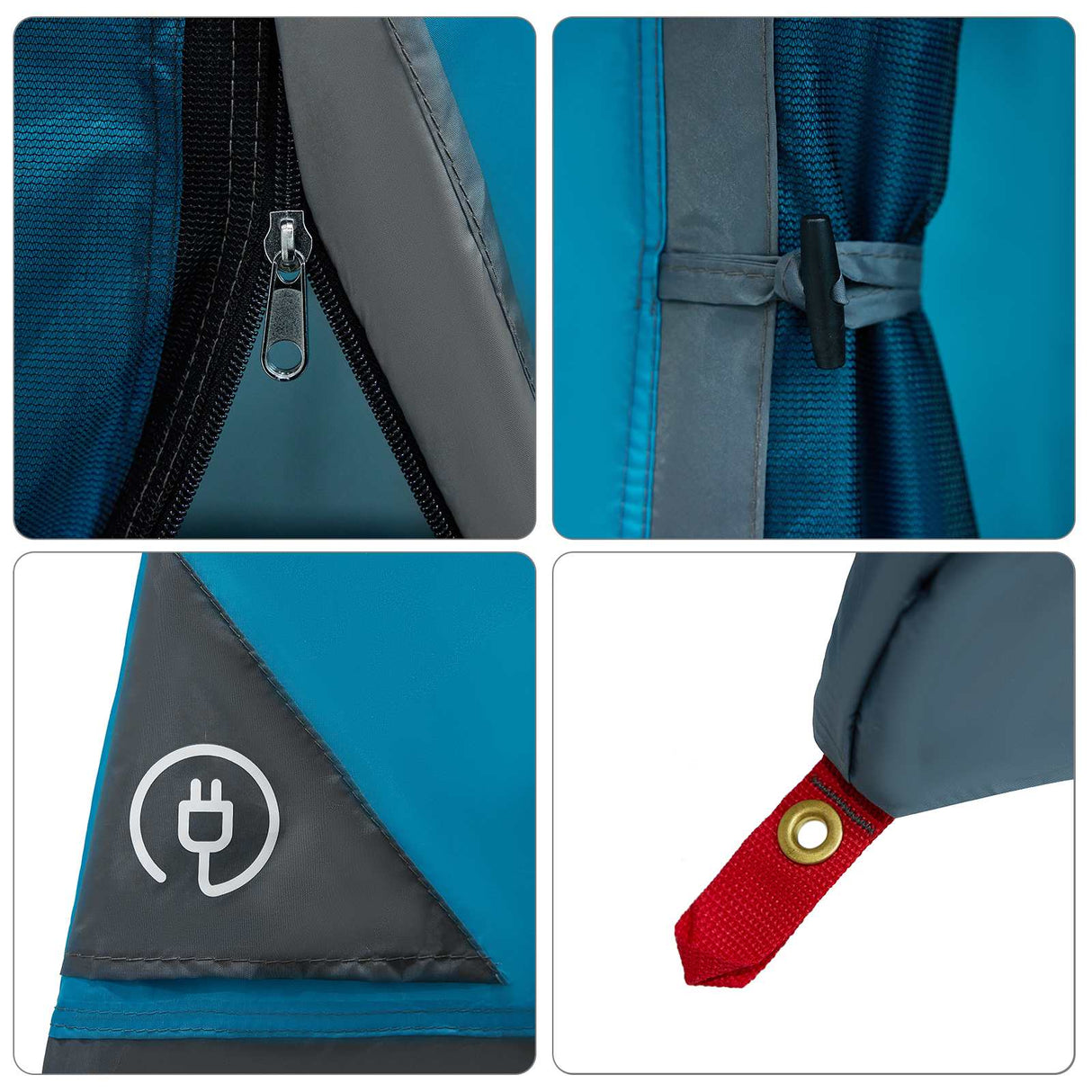 vidaXL Kampeertent Set met dak met opslag 2 pcs Blauw Tafetta en Stoff