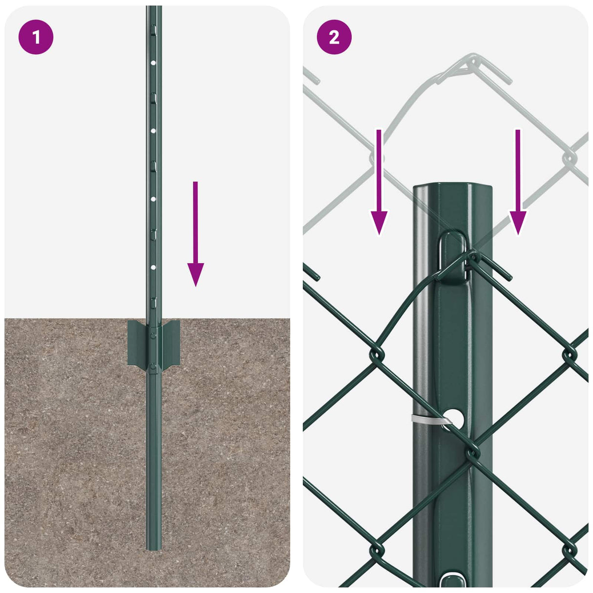 vidaXL Fence with Post Green