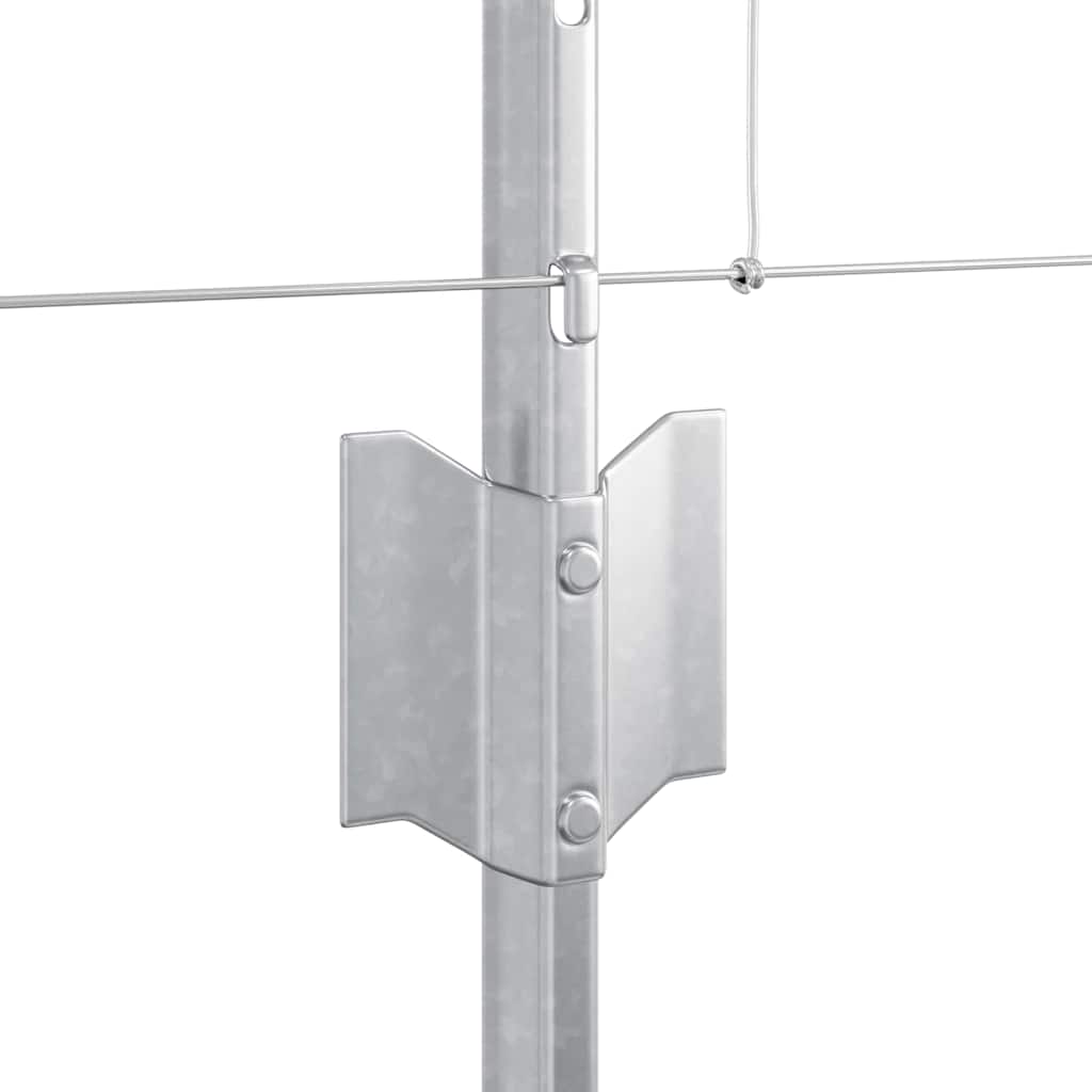 vidaXL Fence with Post Silver-coloured