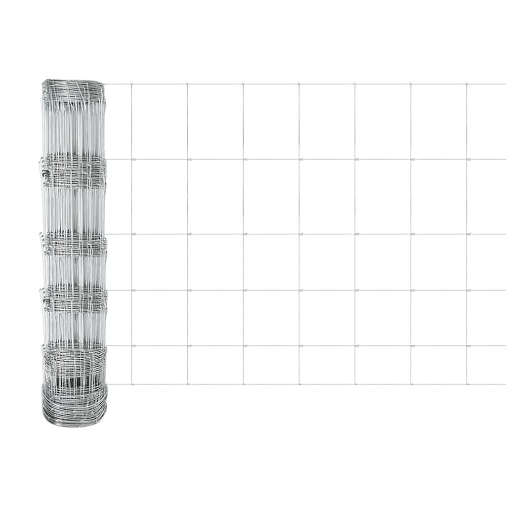 vidaXL Fence with Post Silver-coloured