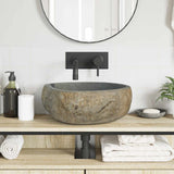vidaXL Riverstone basin Light grey 30-37 x 25-30 x 12 cm Riverstone