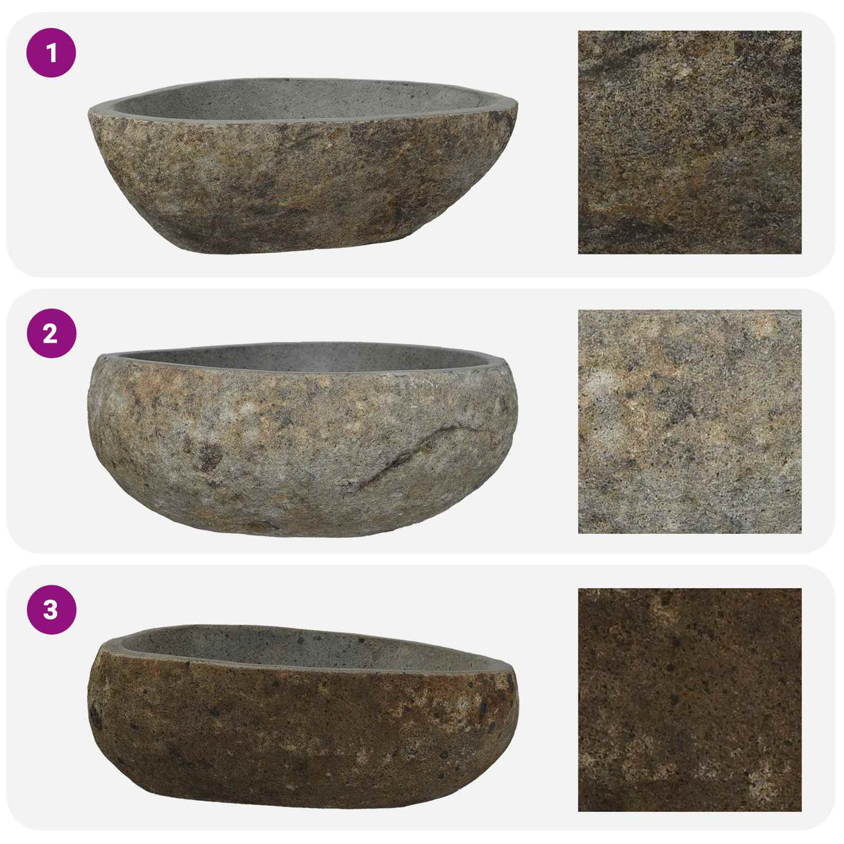 vidaXL Riverstone basin Light grey 30-37 x 25-30 x 12 cm Riverstone