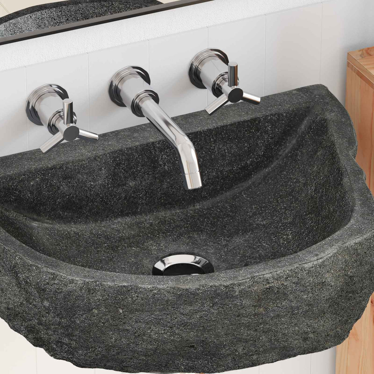 vidaXL Wall-Mounted Basin Grey 37 x 30 x 12 cm Riverstone