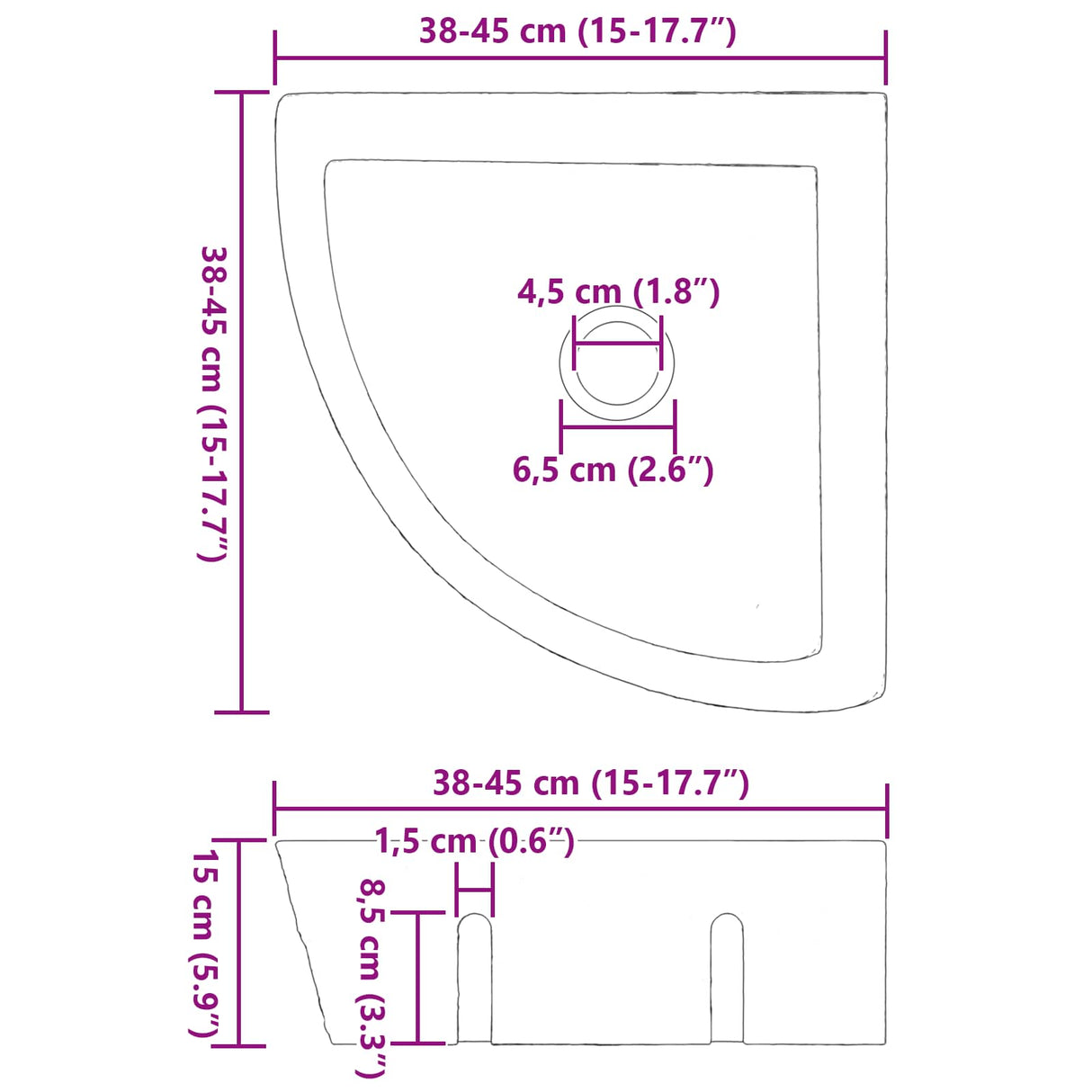 vidaXL Wastafel Grijs (30-37) x (30-37) x 12 cm Riviersteen