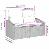vidaXL Garden Sofa Grey 123 x 62 x 69 cm poly rattan