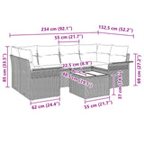 vidaXL Tuinbank Set met kussen 7 pcs Bruin poly rattan